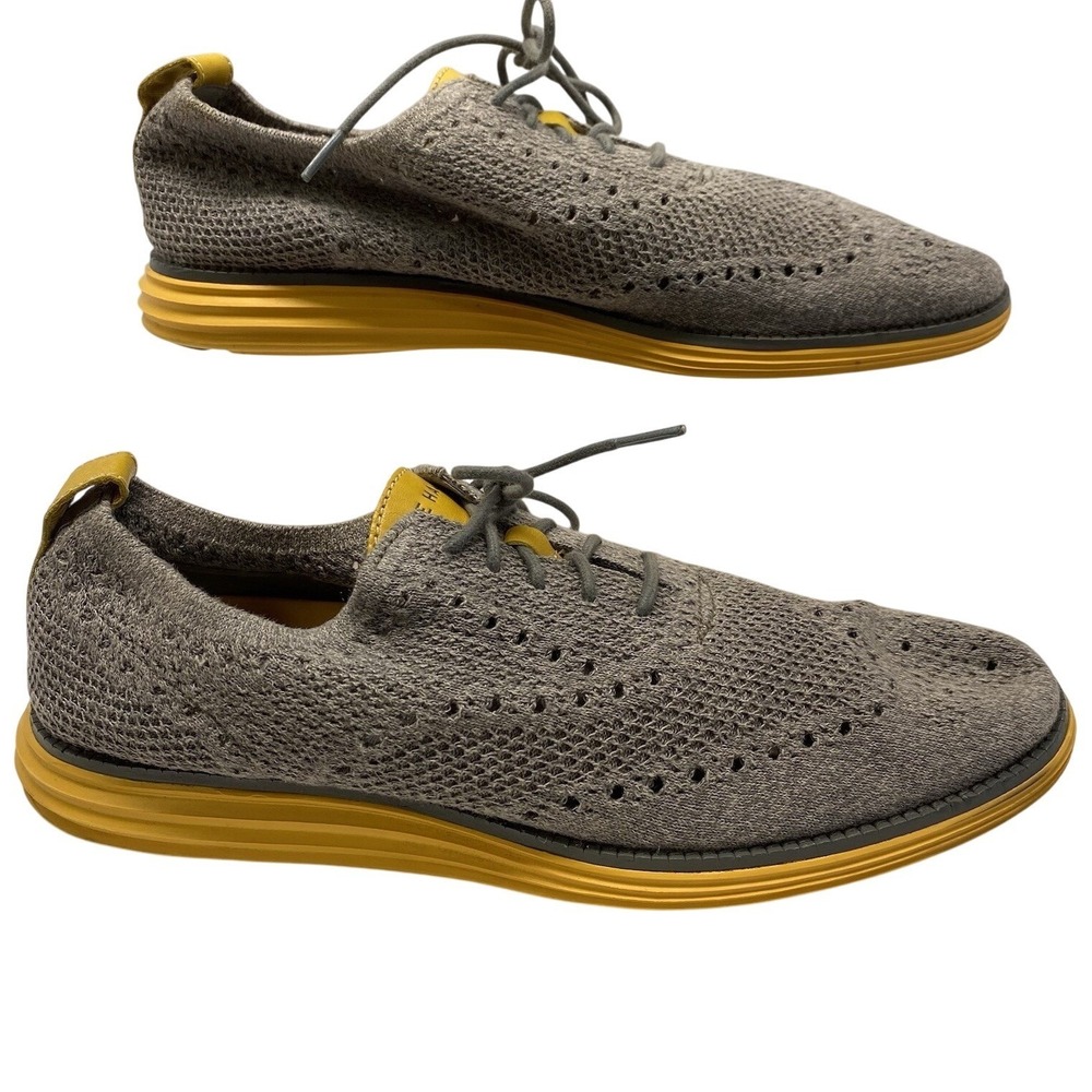 Cole Haan OriginalGrand Wingtip Oxford Grey Yellow Stitchlite C31068 Mens 10.5 M
